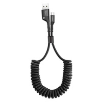 Pružinový kabel USB na USB-C Baseus Spring 1m 2A (černý)