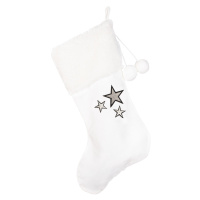 Cotton & Sweets Vánoční punčocha bílá s hvězdami 42x26cm