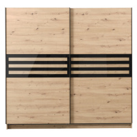 Šatní skříň s posuvnými dveřmi rimini - dub artisan/černá