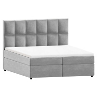 Světle šedá boxspring postel s úložným prostorem 160x200 cm Flip – Ropez