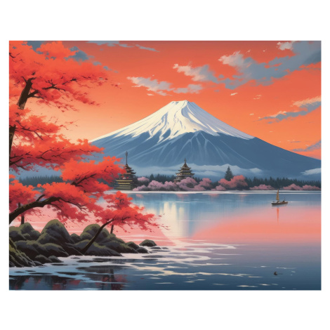 Obrazy na stěnu - Meditace u japonské hory Rozměr: 40x50 cm, Rámování: bez rámu a bez vypnutí pl