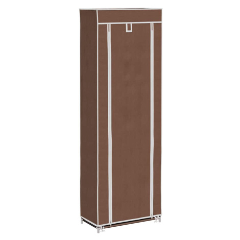 vidaXL Látkový botník s dvířky - 57 x 29 x 162 cm - hnědý