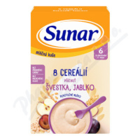 Sunar Mléčná kaše 8 cereál.švestka/jablko 6m+ 210g