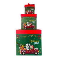 TORO Dárková krabička se stuhou set 3ks zelené vánoce