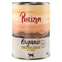 Purizon Adult - bezobilné 12 x 200 / 400 g - 10 + 2 zdarma - Organic kuřecí a husa s dýní 12 x 4