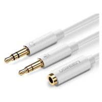 UGREEN AV140 Audio rozbočovač AUX sluchátka + mikrofon na 3,5 mm mini jack kabel, 28 cm, ABS (bí