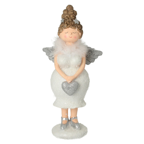 Dekoria Figurka Angel Heart 30 cm silver, 14x11x30 cm