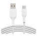 Belkin BOOST Charge Braided USB-C/USB-A odolný kabel, 3m, bílý