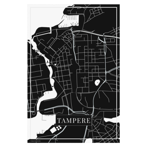 Mapa Tampere black, 26.7 × 40 cm