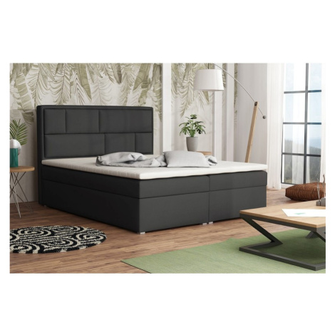 Boxspringová manželská postel s úložným prostorem 140x200 IVENDORF 1 - šedá 1 + topper ZDARMA