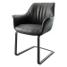 DELIFE Jídelní židle Keila-Flex s područkou pravá kůže černá konzolová podnož plochá černá
