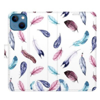 iSaprio flip pouzdro Colorful Feathers pro iPhone 13