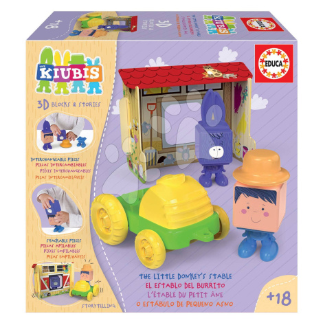 Skládačka Kiubis 3D Blocks & Stories The Little Donkey´s stable Educa 2 figurky s traktorem a st