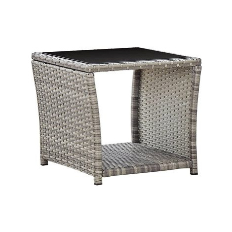 Konferenční stolek šedý 45 x 45 x 40 cm polyratan a sklo SHUMEE