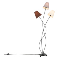 Designová stojací lampa černá s látkovými odstíny 3-light - Melis