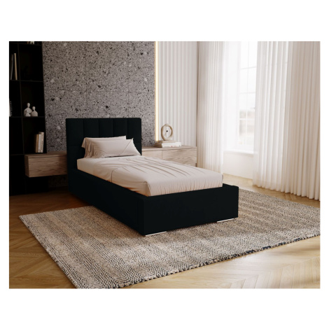 Jednolůžková čalouněná postel 80x200 EMPORIA - černá