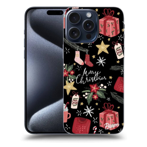 Silikonový černý obal pro Apple iPhone 16 Pro Max - Christmas