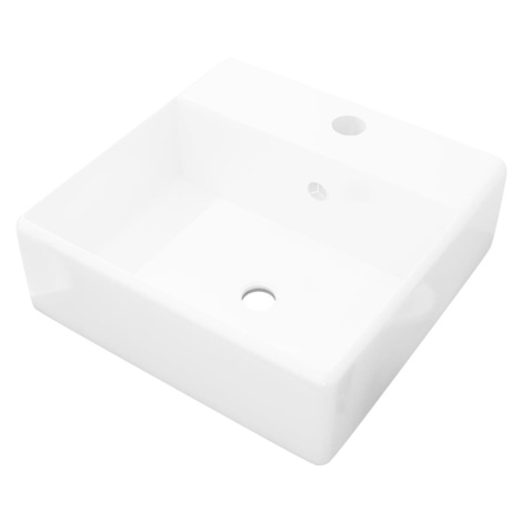 vidaXL Luxusní čtvercové keramické umyvadlo s přepadem, otvor na baterii, 41x41cm