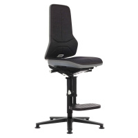 bimos Pracovní otočná židle NEON, patky, stupínek pro nohy, permanentní kontakt, textil, šedý fl