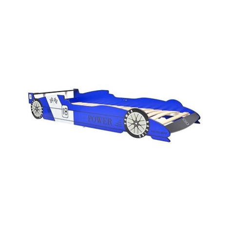 Dětská postel závodní auto modrá 90 × 200 cm SHUMEE