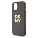 Zaní kryt DKNY PU Leather Stack Logo Wrist Strap pro Apple iPhone 15, zelená