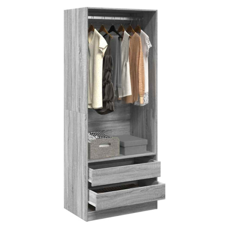 vidaXL Šatní skříň šedá sonoma 80 x 50 x 200 cm kompozitní dřevo