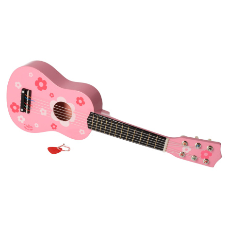 Dřevěná kytara růžová s květy Vilac