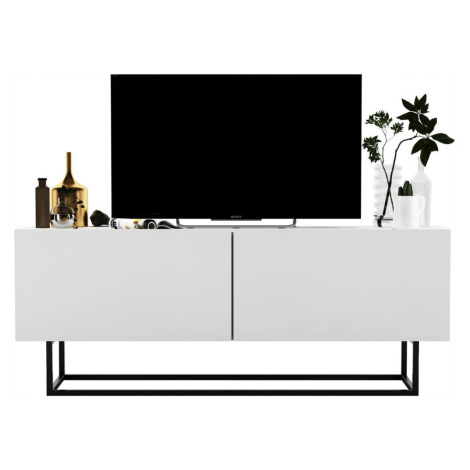 Meble Lindner TV stolek Enjoy Bílá mat 120 cm s kovovým rámem