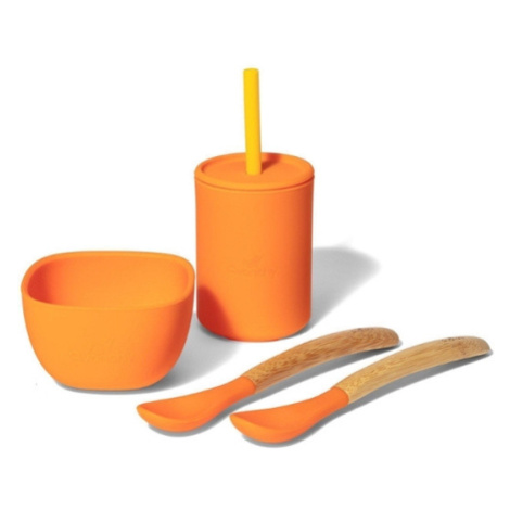 Avanchy La Petite silikonová jídelní sada pro děti oranžová