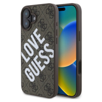 Guess PU Leather 4G Big Love Logo MagSafe kryt pro iPhone 16 hnědý