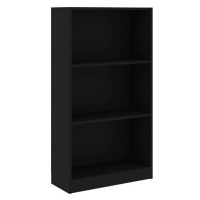 Shumee 3patrová knihovna černá 60 × 24 × 109 cm kompozitní dřevo