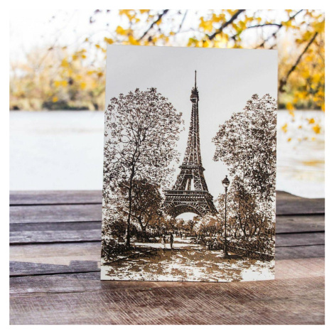 Eiffelovka v Paříži - gravírovaný 3D obraz na stěnu DUBLEZ