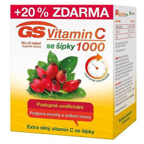 Gs Vitamin C1000+šípky Tbl.50+10 čr/sk Green Swan