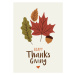 Ilustrace Happy Thanksgiving card with leaves., discan, 30 × 40 cm