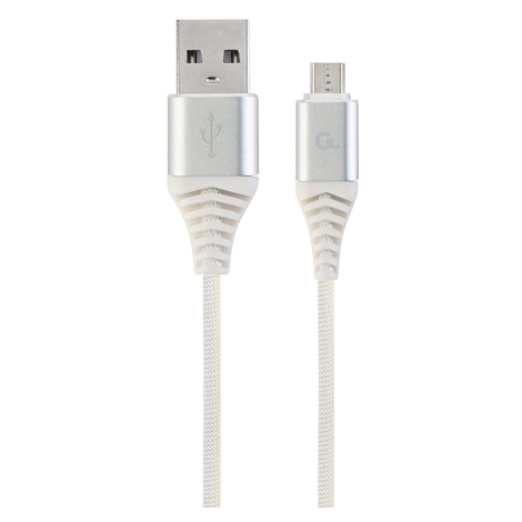 Kabel CABLEXPERT CC-USB2B-AMmBM-2M-BW2 USB 2.0 AM na MicroUSB (AM/BM), 2m, opletený, bílo-stříbr