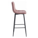 Set dvou barových židlí NADO sametové růžové (černé nohy) 2 ks