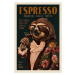 Ilustrace Art Deco Espresso Martini Drinking Sloth, The Whiskey Ginger, 26.7 × 40 cm