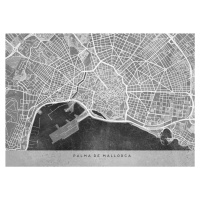 Mapa Gray vintage map of Palma de Mallorca, Blursbyai, (40 x 30 cm)