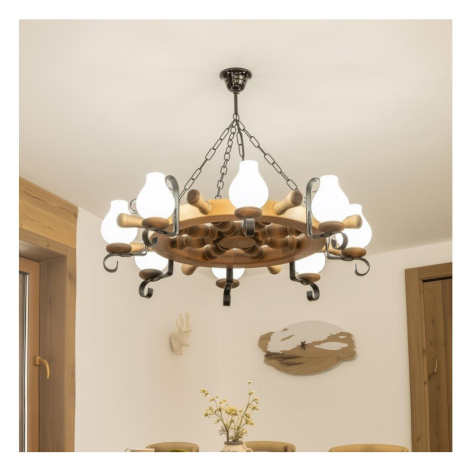 Brilagi - Lustr na řetězu TIMONA 8xE14/40W/230V pr. 70 cm buk EX-01002