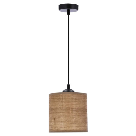 Světle hnědé závěsné svítidlo s ratanovým stínidlem ø 15 cm Legno – Candellux Lighting