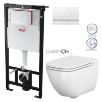 ALCADRAIN Sádromodul předstěnový instalační systém s bílým tlačítkem M1710 + WC CERSANIT CLEANON