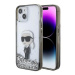 Karl Lagerfeld hard silikonový obal iPhone 15 6.1" Transparentní Liquid Glitter Ikonik