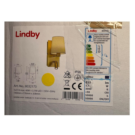 Lindby Lindby - LED Nástěnná lampa AIDEN 1xE14/40W/230V + LED/3,1W/230V
