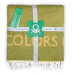 Zeleno-žlutá deka United Colors of Benetton 60% bavlna 40% akrylová tkanina / 140 x 190 cm