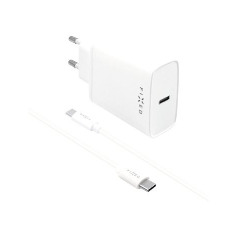 FIXED Travel s USB-C výstupem a USB-C/USB-C kabelem 1m podpora PD 20W bílý