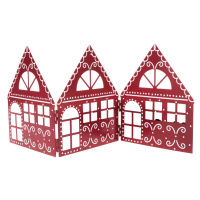 Vánoční kovová dekorace Three houses červená, 50 x 20 x 2,5 cm
