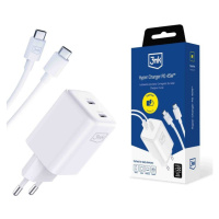 3mk Hyper Charger PD 45W síťová nabíječka + USB-C kabel bílá