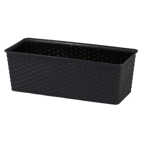 DOCHTMANN Květináč rattan obdelník 30 × 13,5 × 10,5 cm, černý