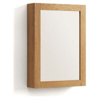 Závěsná koupelnová skříňka se zrcadlem z teakového dřeva v přírodní barvě 50x70 cm Plubia – Kave