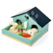 Dřevění zajíci v domečku Pet Rabit Set Tender Leaf Toys s mrkví